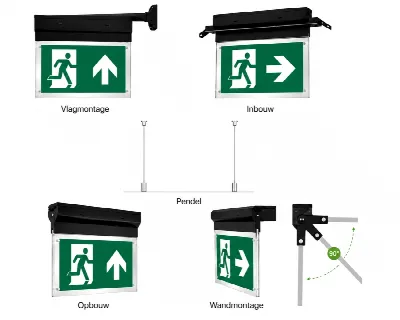 Ems 4 ST zwart - 5in1 Vluchtwegverlichting